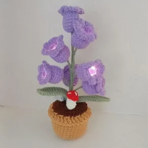 Knitted Lily Of The Valley Yarn Plant Pot Night Light Handmade Artificial Flower Night Light Creative Desktop Bookshef Decor - Image 4