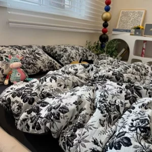 Old Fashion Engraving Floral Washed Cotton Duvet Cover Set Single Twin Full QUEEN Bed - Image 4