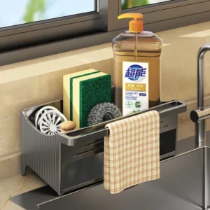 Kitchen automatic drainage sink storage rack plastic rust proof kitchen sink storage bathroom shampoo storage rack, towel rack - Image 2