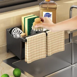 Kitchen automatic drainage sink storage rack plastic rust proof kitchen sink storage bathroom shampoo storage rack, towel rack - Image 6