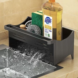 Kitchen automatic drainage sink storage rack plastic rust proof kitchen sink storage bathroom shampoo storage rack, towel rack - Image 7