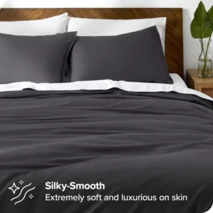 3pcs Lyocell Bamboo Fiber Duvet Cover Set,Luxury Solid Summer Silky Cooling Bedding Set(no Sheet),Single Quilt Cover+Pillowcases - Image 7
