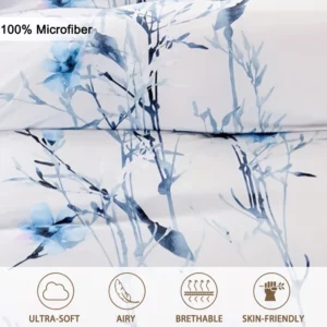 3pcs/set Leaf Floral Pattern Duvet Cover Set(1 Duvet Cover & 2 Pillowcase）Soft And Skin-Friendly Duvet Cover Bedding Set - Image 3