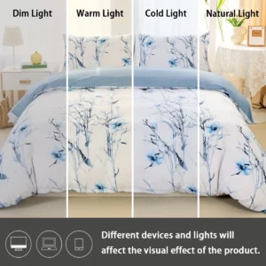3pcs/set Leaf Floral Pattern Duvet Cover Set(1 Duvet Cover & 2 Pillowcase）Soft And Skin-Friendly Duvet Cover Bedding Set - Image 4
