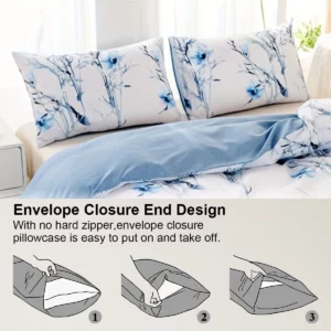 3pcs/set Leaf Floral Pattern Duvet Cover Set(1 Duvet Cover & 2 Pillowcase）Soft And Skin-Friendly Duvet Cover Bedding Set - Image 5