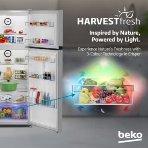 Beko Refrigerator 420 Liters Gross(367 Net) Capacity, Double Door, Top Mount, No Frost, Harvest Fresh Technology, NeoFrost Dual Cooling, Low Noise, CoolRoom, 10 Years Warranty on ProSmart Inverter Compressor - RDNG420DI silver - Image 3