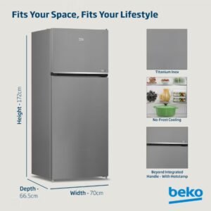 Beko Refrigerator 420 Liters Gross(367 Net) Capacity, Double Door, Top Mount, No Frost, Harvest Fresh Technology, NeoFrost Dual Cooling, Low Noise, CoolRoom, 10 Years Warranty on ProSmart Inverter Compressor - RDNG420DI silver - Image 6