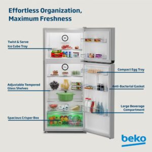 Beko Refrigerator 420 Liters Gross(367 Net) Capacity, Double Door, Top Mount, No Frost, Harvest Fresh Technology, NeoFrost Dual Cooling, Low Noise, CoolRoom, 10 Years Warranty on ProSmart Inverter Compressor - RDNG420DI silver - Image 7