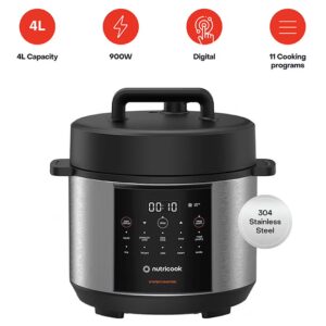 nutricook Smart Pot Essentials 900W, 4L, 7 In 1 Electric Pressure Cooker, Slow Cooker,Rice Cooker, Steamer, Sauté Pot & More, 11 Smart Programs, 2-Year Warranty 4 L 900 W NC-SP150 Silver/ Black - Image 5