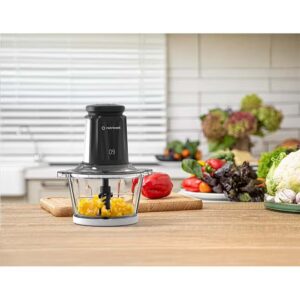 nutricook Multi-Purpose Glass Chopper & Mincer, 500W, 2+2L with 4 SS Blade detachable System, Easy to Clean, Pulse Speed for Precision, Ice Crushing, Anti Slip Ring 2 L 500 W NC-CH2000 Black - Image 3