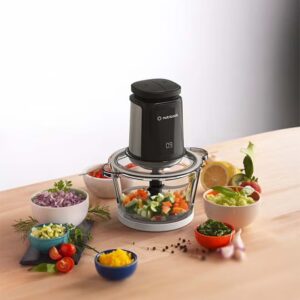 nutricook Multi-Purpose Glass Chopper & Mincer, 500W, 2+2L with 4 SS Blade detachable System, Easy to Clean, Pulse Speed for Precision, Ice Crushing, Anti Slip Ring 2 L 500 W NC-CH2000 Black - Image 4