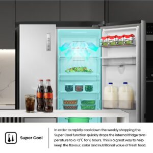 Hisense Gross 869L/Net 637L Side By Side Refrigerator Fridge RS3N668SMI3, Non Plumbed Water Despenser, Multi Air Flow, Super Freeze, Super Cool, Dual Temp Control Zone, Durable Inverter RS3N668SMI3 Silver - Image 3