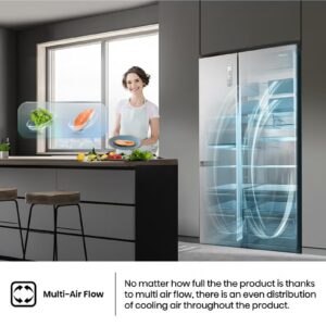 Hisense Gross 869L/Net 637L Side By Side Refrigerator Fridge RS3N668SMI3, Non Plumbed Water Despenser, Multi Air Flow, Super Freeze, Super Cool, Dual Temp Control Zone, Durable Inverter RS3N668SMI3 Silver - Image 6
