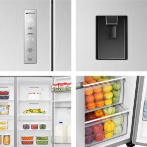 Hisense Gross 869L/Net 637L Side By Side Refrigerator Fridge RS3N668SMI3, Non Plumbed Water Despenser, Multi Air Flow, Super Freeze, Super Cool, Dual Temp Control Zone, Durable Inverter RS3N668SMI3 Silver - Image 7