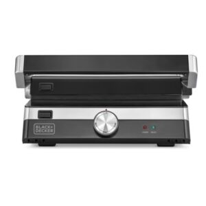 BLACK+DECKER Family Health Grill with 180° Hinge, 1500cm² BBQ Area, 5-Level Height Adjustment, Variable Temperature Control, Removable Drip Tray, Cool-Touch Handle, 2000 W CG2000-B5 Black/Silver - Image 8