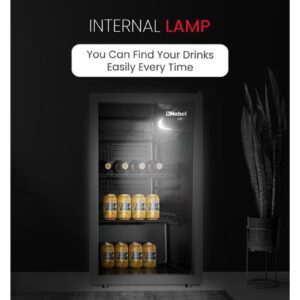 Nobel 120L Net / 132L Gross Single Door Bottle Chiller with Glass Door, Mechanical Temperature Control, LED Light, Adjustable Shelves, Energy Efficient, R600a Refrigerant – NBC140RH Black (1 Year Warranty) 132 L 220 W NBC140RH Black - Image 3