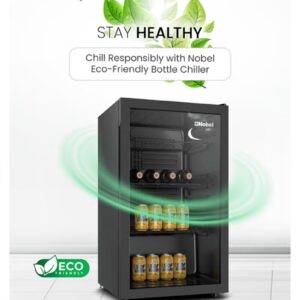 Nobel 120L Net / 132L Gross Single Door Bottle Chiller with Glass Door, Mechanical Temperature Control, LED Light, Adjustable Shelves, Energy Efficient, R600a Refrigerant – NBC140RH Black (1 Year Warranty) 132 L 220 W NBC140RH Black - Image 4
