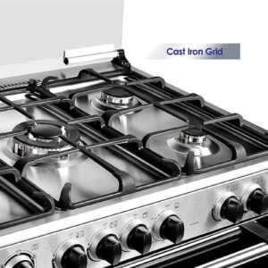 SUPER GENERAL 5 Burner Gas Cooker 90 x 60 Cm, Gas Oven With Thermostat, Rotisserie, Full Safety, Auto Ignition SGC901FS Silver/Black - Image 3