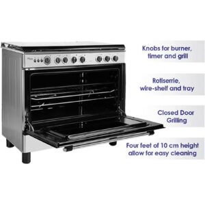 SUPER GENERAL 5 Burner Gas Cooker 90 x 60 Cm, Gas Oven With Thermostat, Rotisserie, Full Safety, Auto Ignition SGC901FS Silver/Black - Image 5