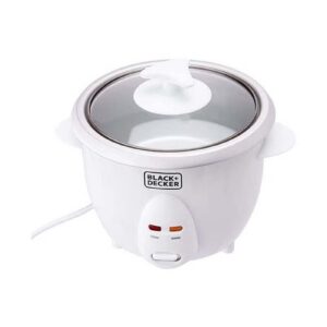 BLACK+DECKER Rice Cooker, Removable NonStick Aluminum Bowl, Steaming Tray, Water Level Indicator, Glass Lid with Cool Touch, Cook and Warm Functions, 220-240V, 0.6 L 350 W RC650-B5 White - Image 4