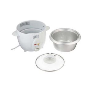 BLACK+DECKER Rice Cooker, Removable NonStick Aluminum Bowl, Steaming Tray, Water Level Indicator, Glass Lid with Cool Touch, Cook and Warm Functions, 220-240V, 0.6 L 350 W RC650-B5 White - Image 5