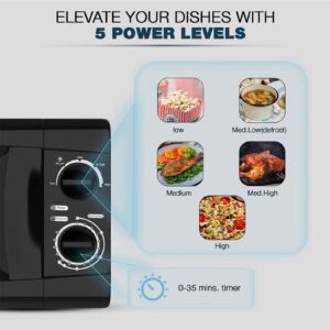 NIKAI Microwave Oven With Defrost Function, 5 Power Levels, 0-35 Mins Timer, Cooking End Singnal, Manual Control, Convenient Pull Hand Door 20 L 700 W NMO616N1 Black - Image 4