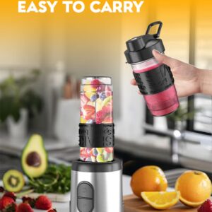 SONASHI 500W Portable Sports Blender & Smoothie Maker | with non Slip Grip Sports Bottle | 400 ML + 570 ML | One-Touch Button Smoothie Maker with 1 x 400ML, 1 x 570ML Sports Bottle, Stainless Steel Housing | Kitchen Appliance SB-184 Black/Silver/Clear 570 ml 500 W SB-184 Black/Silver/Clear - Image 5