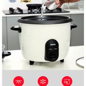 GEEPAS Automatic Rice Cooker - Steam Vent Lid & Simple One Touch Operation |Make Rice, Steam Healthy Food & Vegetables, 3 In 1 Functions, Tempered Glass LID 1.5 L 500 W GRC35011 White/Black/Clear - Image 4