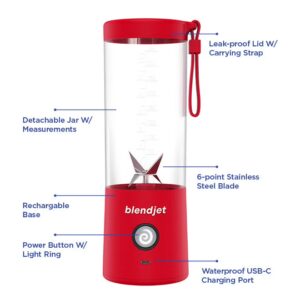 blendjet V2 Portable Blender Smoothie Maker, Personal Blender, Fruit Blender, Leak Proof Juicer, BPA-Free 475ml 200W Sports Bottle, USB-C Rechargeable, Ice Crusher With Stainless Steel Blades 475 ml 200 W BJ-V2X-Red Red - Image 8