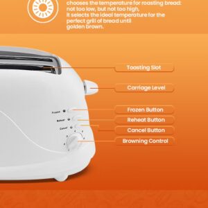 GEEPAS 4 Slices Bread Toaster - Crumb Tray, Cord Storage, 7 Settings with Cancel, Defrost & Reheat Function |Removable crumb tray |2 years' warranty 1100 W GBT9895 White - Image 4