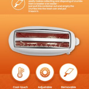 GEEPAS 4 Slices Bread Toaster - Crumb Tray, Cord Storage, 7 Settings with Cancel, Defrost & Reheat Function |Removable crumb tray |2 years' warranty 1100 W GBT9895 White - Image 5