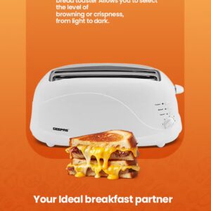 GEEPAS 4 Slices Bread Toaster - Crumb Tray, Cord Storage, 7 Settings with Cancel, Defrost & Reheat Function |Removable crumb tray |2 years' warranty 1100 W GBT9895 White - Image 6