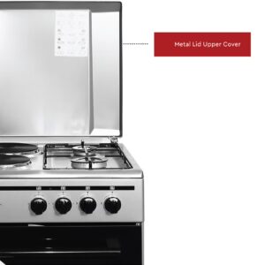 Nobel 50 x 50 Electric & Gas Cooker, 2 Gas Burner, 2 Hot Plate, Electric Grill & Electric Oven, 6 Knob Control, Manual Ignition, Stainless Steel Lid, Inner Light, 49.8 x 54.7 x 86 cm, Silver, Made In Turkey NGC5200S Silver - Image 7
