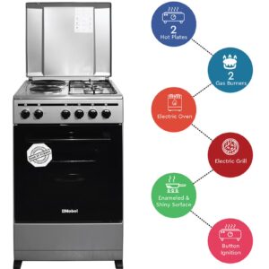 Nobel 50 x 50 Electric & Gas Cooker, 2 Gas Burner, 2 Hot Plate, Electric Grill & Electric Oven, 6 Knob Control, Manual Ignition, Stainless Steel Lid, Inner Light, 49.8 x 54.7 x 86 cm, Silver, Made In Turkey NGC5200S Silver - Image 10