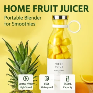 Portable Wireless Blender Cup 350ML | 20000rpm Mini Juicer for Fruit USB Rechargeable 304 Blade Waterproof Design - Image 1