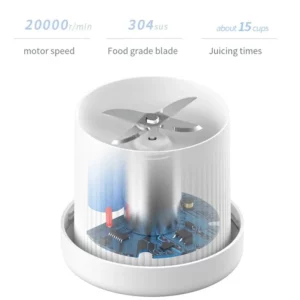 Portable Wireless Blender Cup 350ML | 20000rpm Mini Juicer for Fruit USB Rechargeable 304 Blade Waterproof Design - Image 3