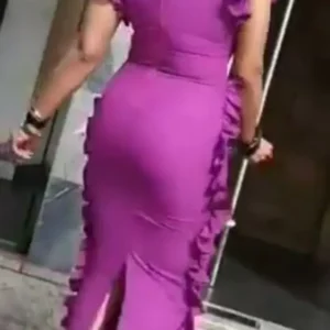 Aso Ebi Arabia Satin Sheath Evening Gowns Ruffles Sleeveless Back Split Prom Dresses Saudi Arabia Robe De Soiree Party Dress - Image 3