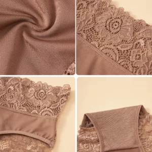 3PCS New High Waist Comfortable Women's Underwear Exquisite Floral Lace Details Briefs Solid Color Panties Casual Daily - Image 6