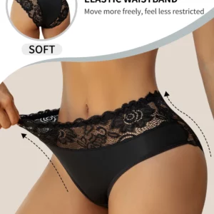 3PCS New High Waist Comfortable Women's Underwear Exquisite Floral Lace Details Briefs Solid Color Panties Casual Daily - Image 5