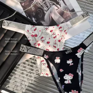 Sexy Thong Hello Kitty Panties Kawaii Cute Cartoon Underwear Women Ice Silk Briefs Girl Gift Underpants - Image 2