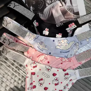 Sexy Thong Hello Kitty Panties Kawaii Cute Cartoon Underwear Women Ice Silk Briefs Girl Gift Underpants - Image 3