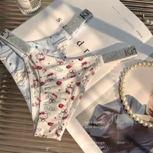 Sexy Thong Hello Kitty Panties Kawaii Cute Cartoon Underwear Women Ice Silk Briefs Girl Gift Underpants - Image 4