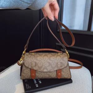High-end small handbag for women, 2025 new style, fashionable and retro Boston bag, with elegant print, single shoulder crossbod - Image 1