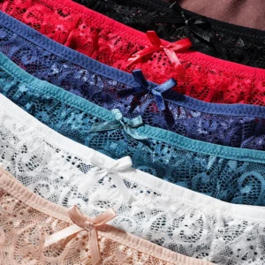 3PCS Sexy Flower Lace Low-Rise Briefs for Women Solid Color Bowknot Underwear Mesh Hollow Breathable Panties - Image 7