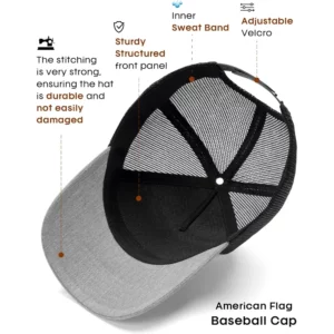 2025 USA Flag Baseball Cap‌ - Patriotic Mesh Breathable Hat with Adjustable Back Strap for Men's Summer Stars & Stripes Hat‌ - Image 6