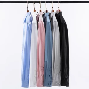 Men's Modal Shirt Wrinkle-Free Long Sleeve Standard Fit Business Casual Seamless Patterned Button Down Shirts Big Size S-8XL - Image 4