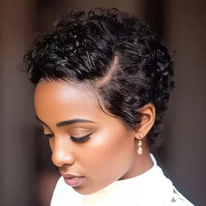 Short Bob Wig Pixie Cut Curly Human Hair Wig For Women Black Color 13x6x1 T part lace closure Deep Wave Lace Wig Preplucked Hair - Image 2
