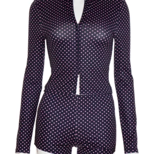 Weird Puss Polka Dot Print Women 2 Piece Set Tracksuit Zip Crop Jacket+Shorts Matching Street Elastic Casual Fall Trend Outfits - Image 3