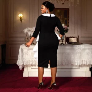 Plus Size African Dresses for Women Summer Elegant African Long Sleeve O-neck Polyester Party Evening Bodycon Midi Dresses L-4XL - Image 2