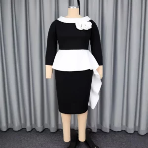 Plus Size African Dresses for Women Summer Elegant African Long Sleeve O-neck Polyester Party Evening Bodycon Midi Dresses L-4XL - Image 4